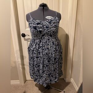 Torrid Navy & White Spaghetti Strap Midi Dress
